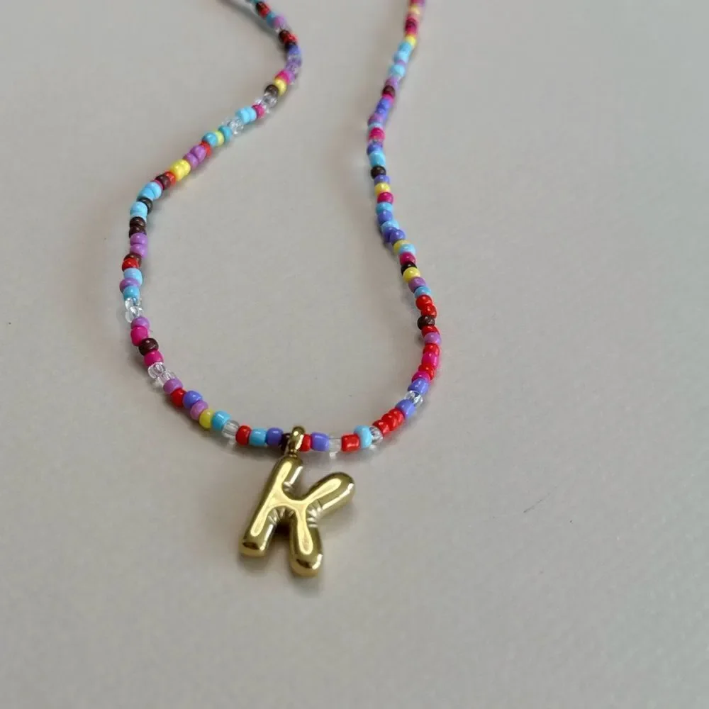 Beaded Initial necklace S1137